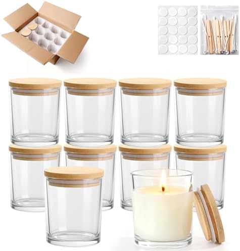 12-Pack 10oz Glass Candle Jars for Making Candles -Clear