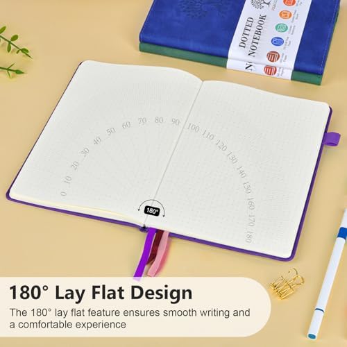 Dotted Journal 5.9"×8.5", 160 Pages Dot Grid Notebook, Bullet Journaling | Hardcover Leather Journal for Women & Men,100 Gsm Thick Paper,Medium Size, Dotted notebook for Work, School, Travel Writing