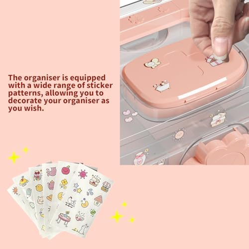 Covetree Three-Layer Multipurpose Storage Box with Handle – Ideal for Hair Accessories, Sewing Supplies, Art Supplies, Medicine, and Tools Organizer for Kids (transparent)