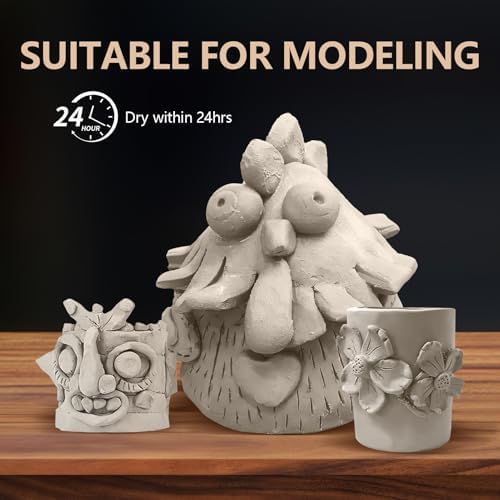 VIBRATITE 10LB Air Dry Clay with 40PCS Pottery Tools, White Modeling Clay | Natural Pottery Clay for Sculpting, DIY Crafts, Classroom Art Projects and Creative Modeling, Ideal for Beginners and Artists