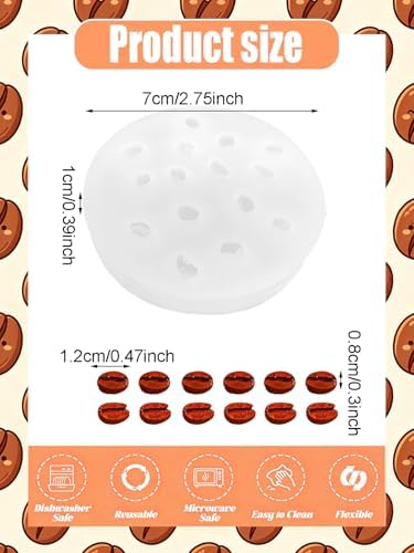2 Pieces Coffee Bean Silicone Mold, 15-Cavity Food Shape Candle Molds for Chocolate, Resin, Soap | Mini Coffee Beans Fondant Molds for Baking Baby Shower & Birthday Party DIY Crafts‌