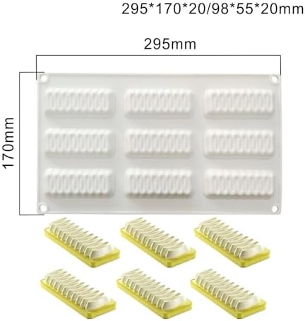 Silicone Mold for Baking Cakes,Soap Molds,Flower Shape Silicone Molds for Homemade French Dessert Mold for Pastry Chocolate,Jelly Chocolate Mold ＆ Ice Cube Tray (B_ Long Wave Shape)