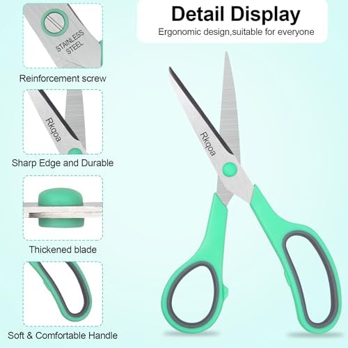 Scissors, 6 Pack 8" All Purpose Comfort-Grip Sharp Shears for Everyday Use