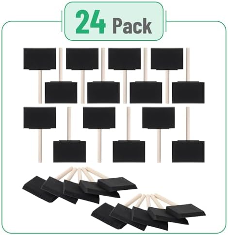 Bates Foam Paint Brushes, 4-Inch, 24 Pack - Sponge Brushes for Painting, Staining, and Mod Podge