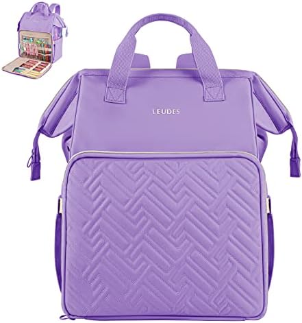 Leudes Crochet Bag Backpack for Yarn Storage Tote Travel Large Knitting Bag