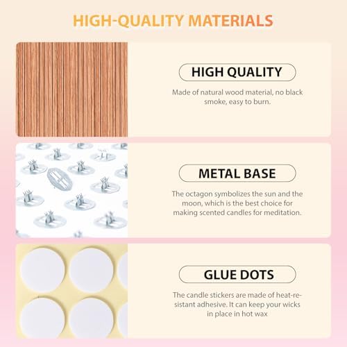 Cherry Wood Candle Wicks Set - Long Lasting Flame, 120 PCS