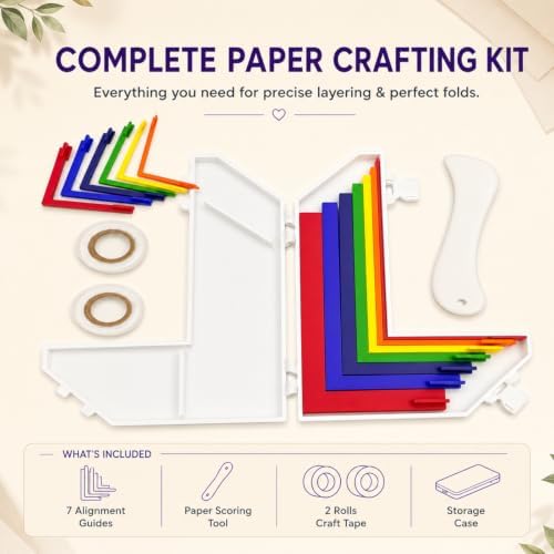 7 Pcs Paper Crafting Alignment Guides with Storage Case for Card Making