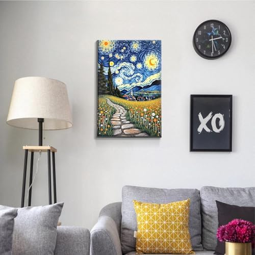 JOOZ Starry Night Framed Paint by Numbers Kit for Adults 8x12 Inch
