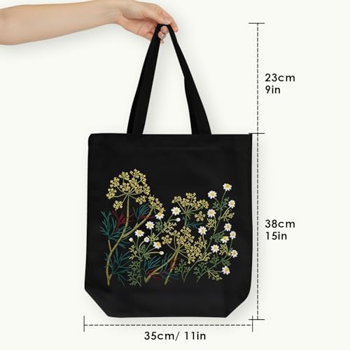 ERKOON Canvas Tote Bag Embroidery Kit for Beginners, Floral Arts Crafts Cross Stitch Kits for Adults Including Stamped Embroidery Bag with Hoops, Needle, Instruction and Color Threads(Chamomile)
