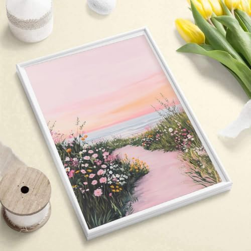 Diamond Art Kits for Adults,Pink Beach Diamond Art Painting Kits for Adults