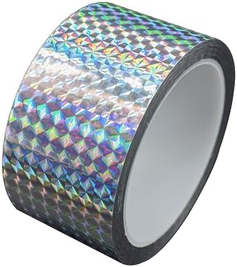 Self-Adhesive Holographic Reflective Tape Prism Tape Holographic Reflective Tape for Keep Birds Away, Craft Projects, DIY Art, Home, Daily Use (Silver, 2 Inch x 55 Yard)