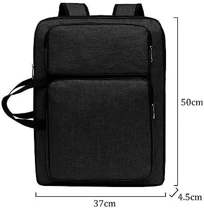 8K Artist Portfolio Carry Backpack Case Versatile Art Bags Waterproof Adjustable Drawing Board Backpack Art Storage Bags for Artworks Painting Drawing Sketching 19.7” x 14.6” x 2.4” (Dark black)