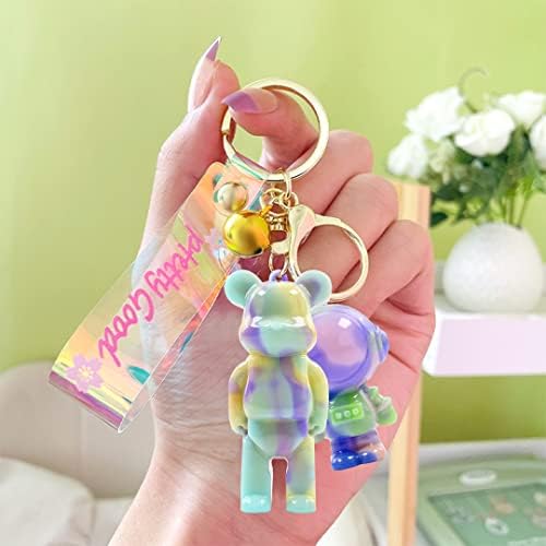 7 PCS 3D Bear Keychain Resin Mold for Epoxy Teddy Bear Pendant Silicone Mold with Hole Jewelry Making Craft Animal Epoxy Casting Molds for Candy Fondant