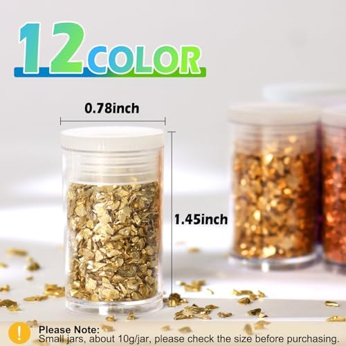 Matio 12 Colors Crushed Glass Irregular Glitter, 4.23oz/ 120g Glitter