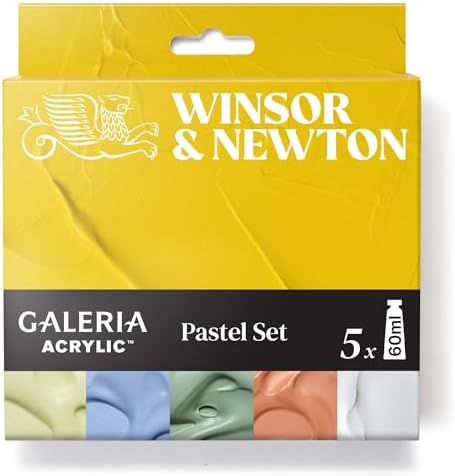 Winsor & Newton Galeria Acrylic Paint Set, 5 x 60ml (2-oz) Tubes, Pastel