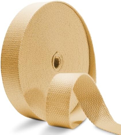 Cotton Webbing 1.5 Inch 12 Yards Natural Cotton Webbing Straps for Bags Handles, 1.5 Inch Weave Webbing for Cloth Tote Bag Straps Making,Cloth Belt, DIY Crafts Decoration (Khaki)