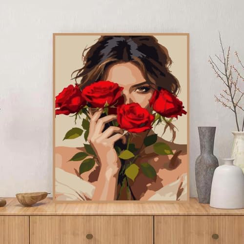 ZRIZQ Paint by Numbers Kit for Adults Beginner,Flowers Woman,16x20