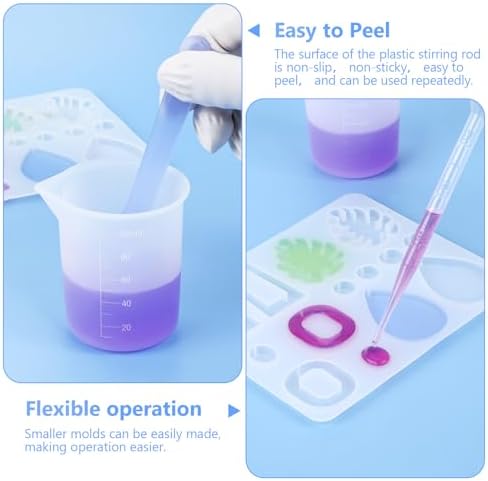 KISREL Silicone Measuring Cup for Resin, Resins Supplies with 600ML+250ML+ 100ML Cups, Resin Mixing Cups, Silicone Stir Sticks, Epoxy Mixing Cup