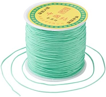 100 Yards 0.8mm Braided Nylon Crafting Thread Chinese Knotting Beading String Macrame Cord Rope for Necklace Bracelet Jewelry Craft Making, Aquamarine