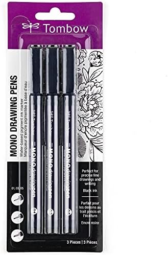 Tombow 66403 MONO Drawing Pen, 3-Pack. Create Precise, Detailed Drawings with Three Tip Sizes – 01, 03 and 05