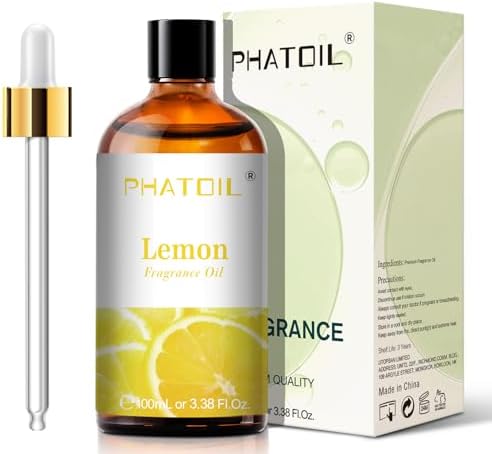 PHATOIL Lemon Fragrance Oil for Diffuser Aromatherapy 3.38FL.OZ | Long Lasting Scented Oils For Humidifier, Air Freshener, DIY Soap Candle, Scent Project Making, Aroma Oil for Home Freshening