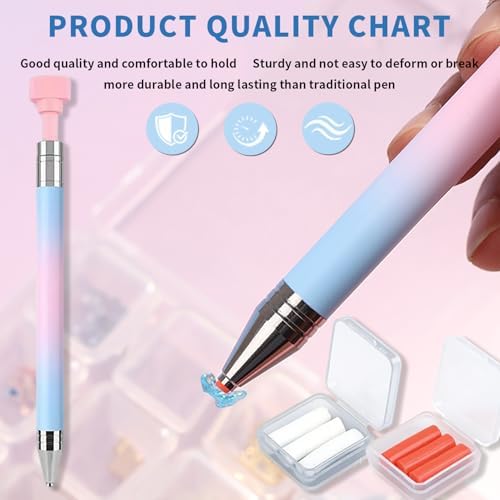 Diamond Painting Tools Self-Stick Drill Pens, Automatic Refillable Wax Pen Specialty Design with 6 Wax Replacement Diamonds Accessories for 5D DIY Painting Crafts Cross-Stitch