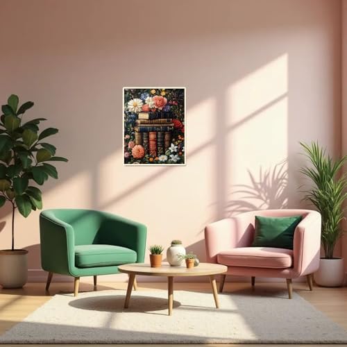 obterie Book Paint by Numbers Kit for Adults Beginner Flowers Oil Painting Kit Adult Paint by Number Kits on Canvas DIY Painting for Beginners Art by Numbers for Gifts Home Wall Decor 16x20 Inch