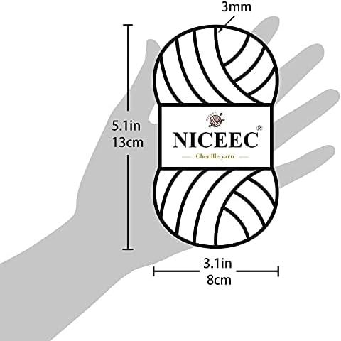 NICEEC 3 Skeins Soft Chenille Yarn 3 x85m (3X 93yds, 3X 50g)_Purple