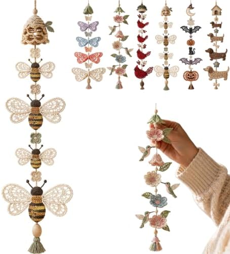 Butterfly Garden Cascade DIY Crochet Kit, Handmade Hanging Crafts，#E