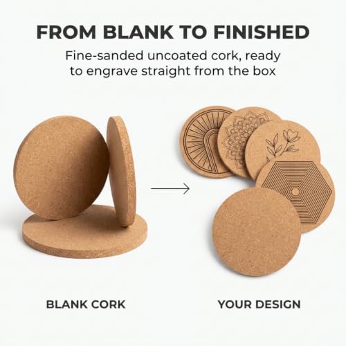 Faithful Panda Cork Coaster Blanks for Laser Engraving 100 Pack 3.5 Inch