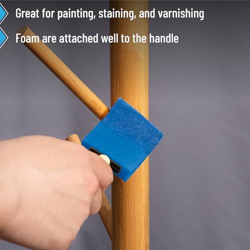 Bates- Foam Paint Brushes 2 Inch, 25 Pack, Blue 2 Inch Foam Brushes for Painting with Lightweight Wooden Handles