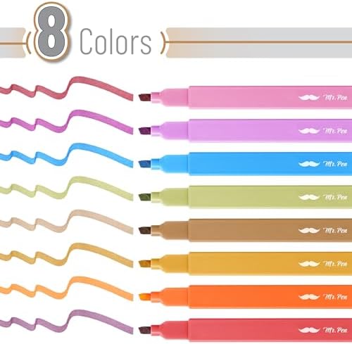 Mr. Pen- Aesthetic Highlighters No Bleed, 8 Pack, Assorted Colors | Chisel Tip, Cute Highlighters Assorted Colors for Journaling, Highlighting, Underlining, Fast Dry, Back to School Supplies