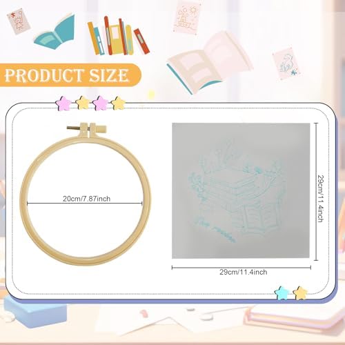CMINAUS 5 Sets Embroidery Kit for Beginners Adults Book Lover, Embroidery Starter Kit Book Pattern Hand Crewel Needlepoint Cross Stitch Kits Includes 2 Hoops Colored Threads Needles