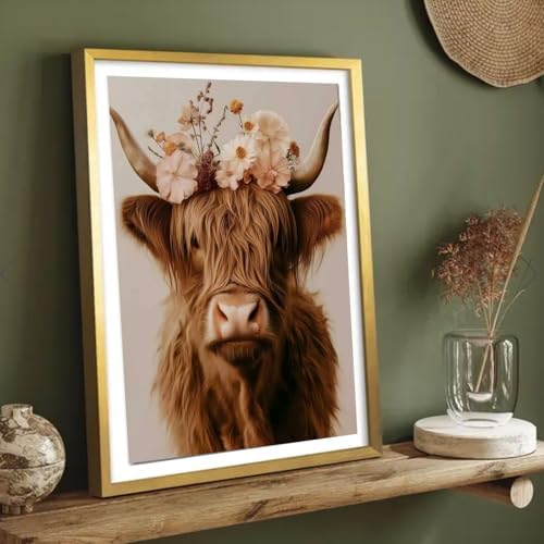 ICYANART Cow Paint by Numbers Kit for Adults, Adult Paint by Number Kits | Lighthouse Paint by Number for Adults Beginners, Acrylic Painting by Numbers, Easy Paint by Numbers for Gift Home Decor