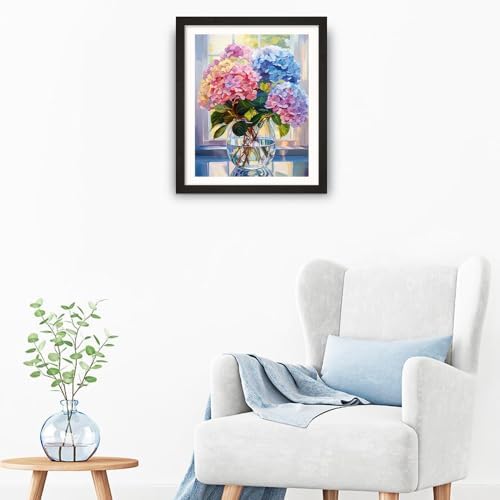 Natuyalo Paint by Numbers Kit for Adults Beginners and Kids, 16" Wx20 L Canvas Pictures Drawing Acrylic Paintwork with 3 Pcs Paintbrushes, Colorful Flowers in Vase