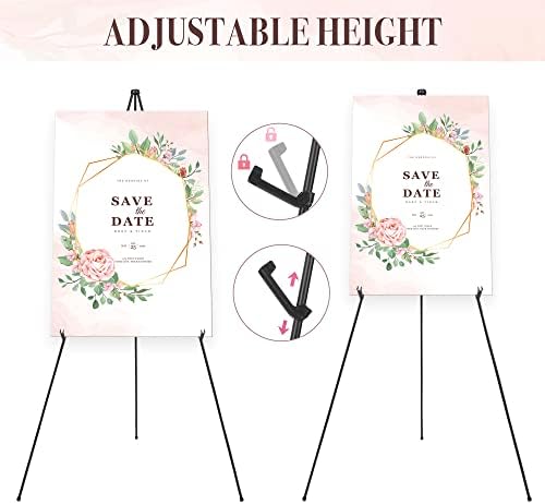 Easel Stand for Wedding Sign & Poster 63'' Easels for Display Portable Art Easel for Floor Adjustable Metal Easel Black 3 Pack