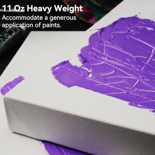 PHOENIX 11x14 Inch 2 Pack Gallery Canvas - 1.5 in Thick Canvases for Painting - Deep Edge 100% Cotton 11 Oz. Gesso Primed White Blank Professional Canvas Oil & Acrylic Paints