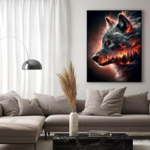 Benjenes Wolf Diamond Art Kits for Adults, Diamond Painting Kits