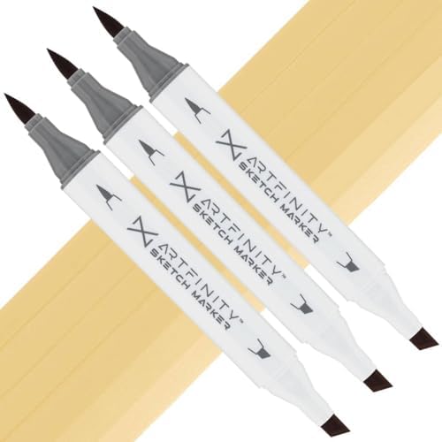 Artfinity Sketch Markers - Set of 3 - Toast E4-3, Vibrant, Professional, Dye-Based Alcohol Markers for Artists, Drawing, Travel, & More