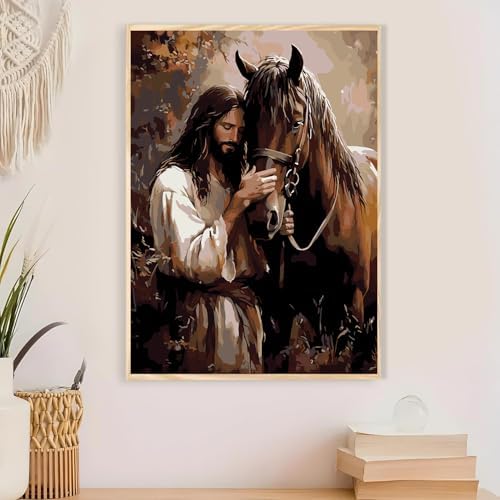 Jesus Paint by Numbers Kit for Adults Framed Canvas, Frameworkless