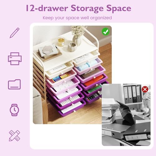 COSTWAY 12-Drawer Rolling Storage Cart, Utility Storage Organizer Cart
