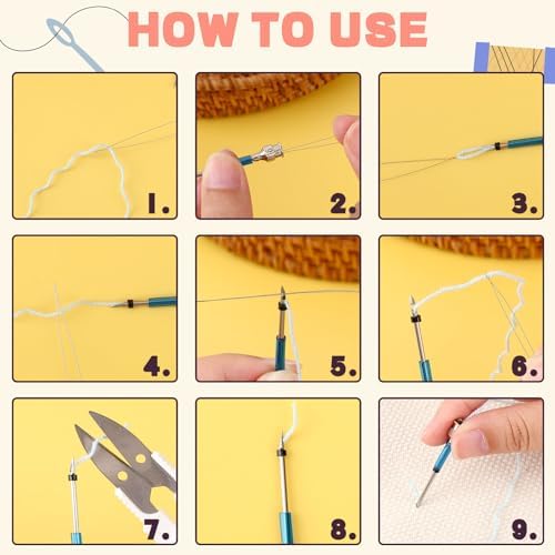AUGSUN 13Pcs Punch Needle Kit for Craft Beginner Punch Embroidery Kit
