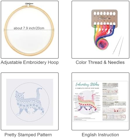 Louise Maelys Cute Cat Embroidery Kit for Beginners Creative Set