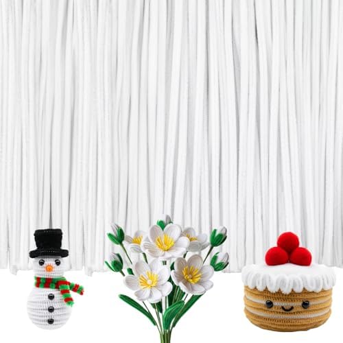Caydo White Pipe Cleaners, 200 Pieces, 12 Inch x 6 mm