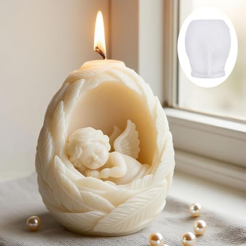 Konrisa Large Candle Making Molds, 3D Feather Angel Silicone Candle Molds Handmade Aromatherapy Candle Molds, Resin Storage Box Molds