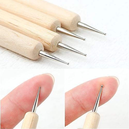 mollensiuer 5 Pcs Embossing Stylus Set with Different Size Wooden Ball Embossing Stylus Double End Tracing Dotting Tool