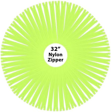 Mandala Crafts 40 PCs Lime Green Closed-End 32 in Nylon Zippers for Sewing