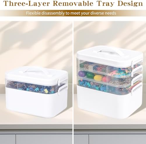 16 QT Art Supply Storage Organizer, 4-Tier with Removable Trays