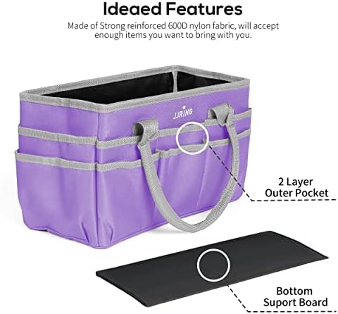 JJRING 600D Nylon Craft & Art Organizer Tote Bag With Pockets, Purple