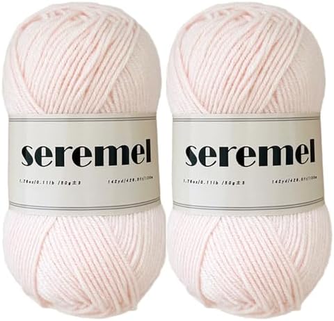 Seremel 4-Ply Acrylic Soft Yarn, 2 Skeins Crochet & Knitting Yarn(Nude)